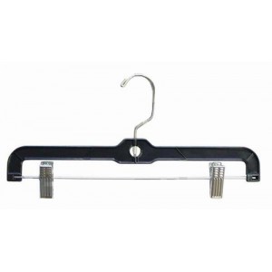 14" Black Plastic Pant/Skirt Hanger w/Clips