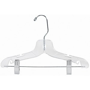 12" Clear Plastic Children's Combination Hanger w/ Clips 