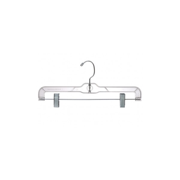 Clear Plastic Pant/Skirt Hanger w/ Clips - Plastic Hangers