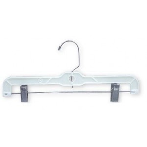 White Plastic Pant/Skirt Hanger w/ Clips