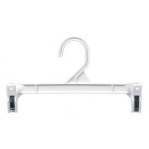 11.5" White Plastic Pinch Clip Pant/Skirt Hanger